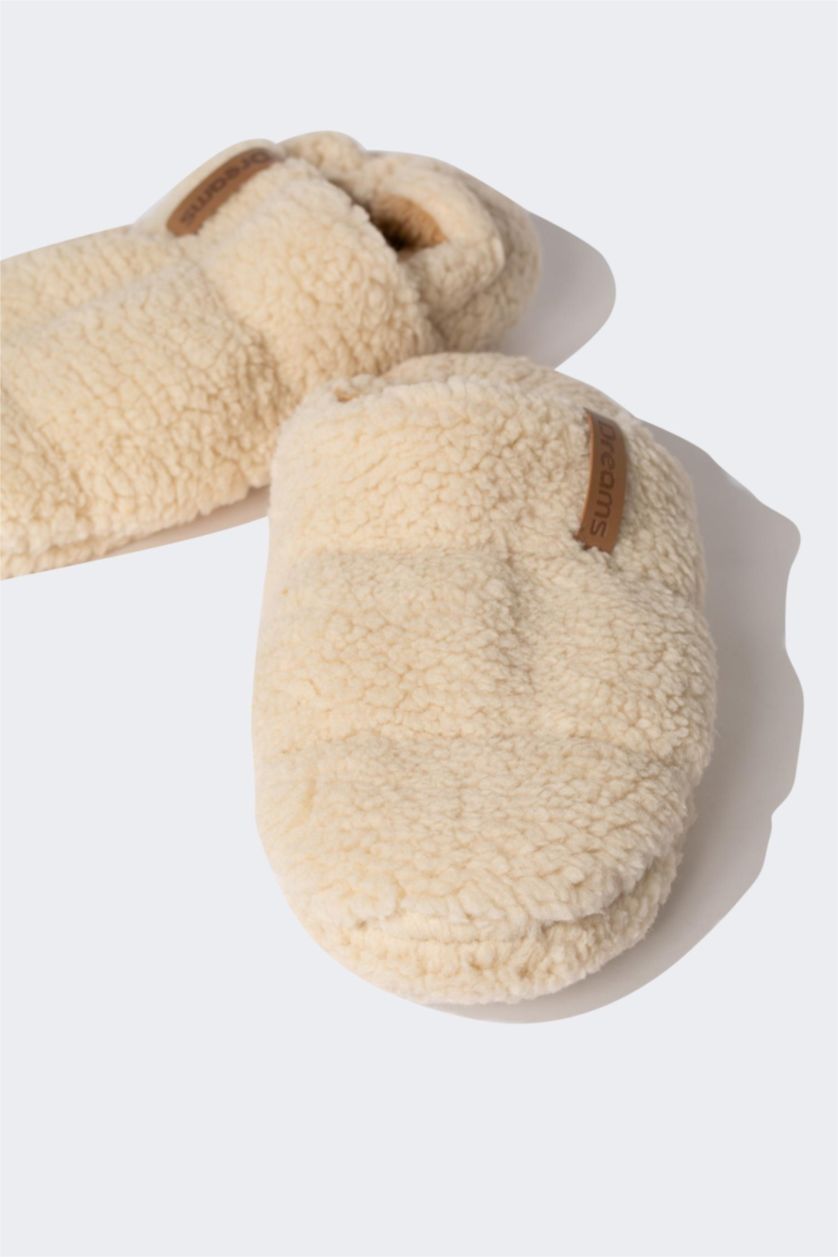 WOMAN Beige Woman Flat Sole House Slippers