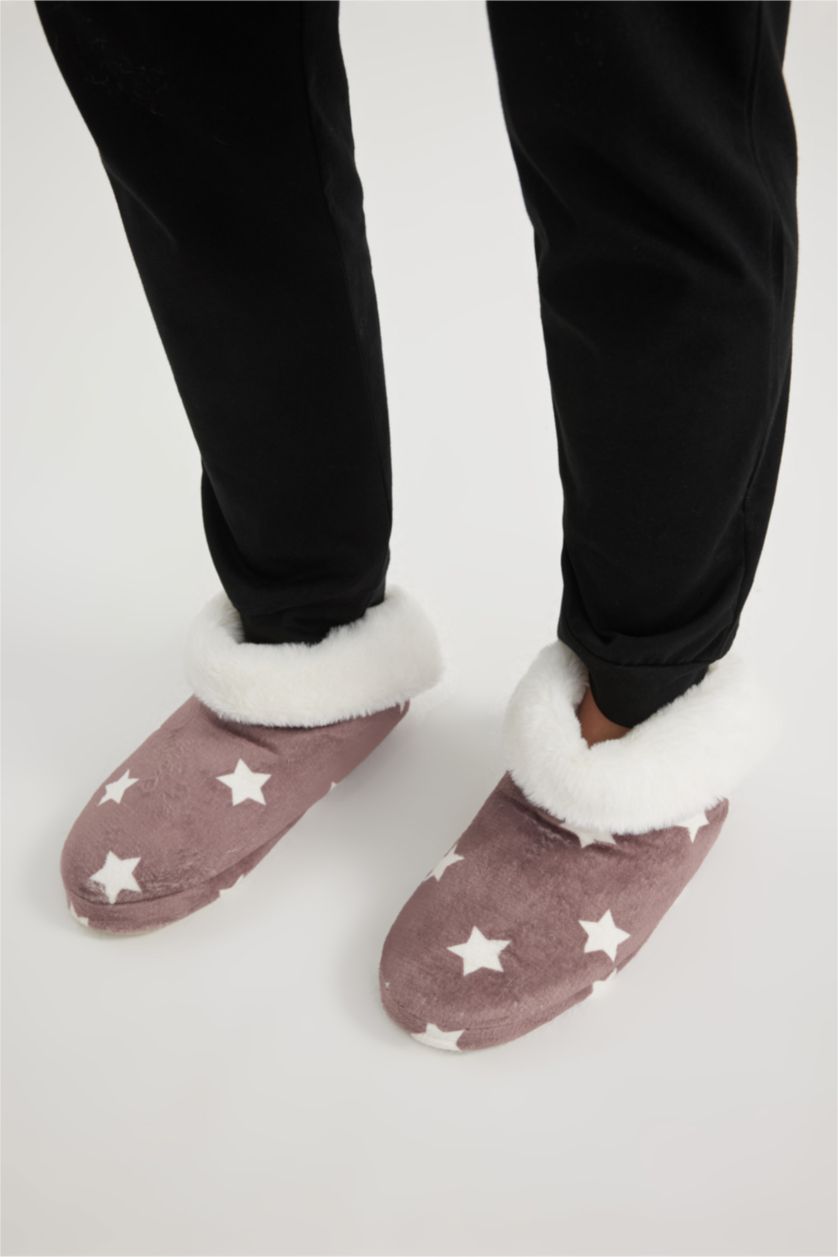 حريمي بنفسجي غامق شبشب بيت شتوي حريمي بكعب مسطح