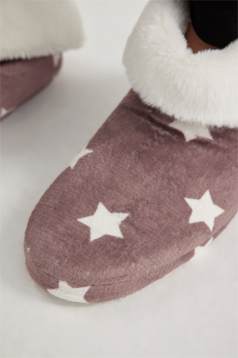 حريمي بنفسجي غامق شبشب بيت شتوي حريمي بكعب مسطح