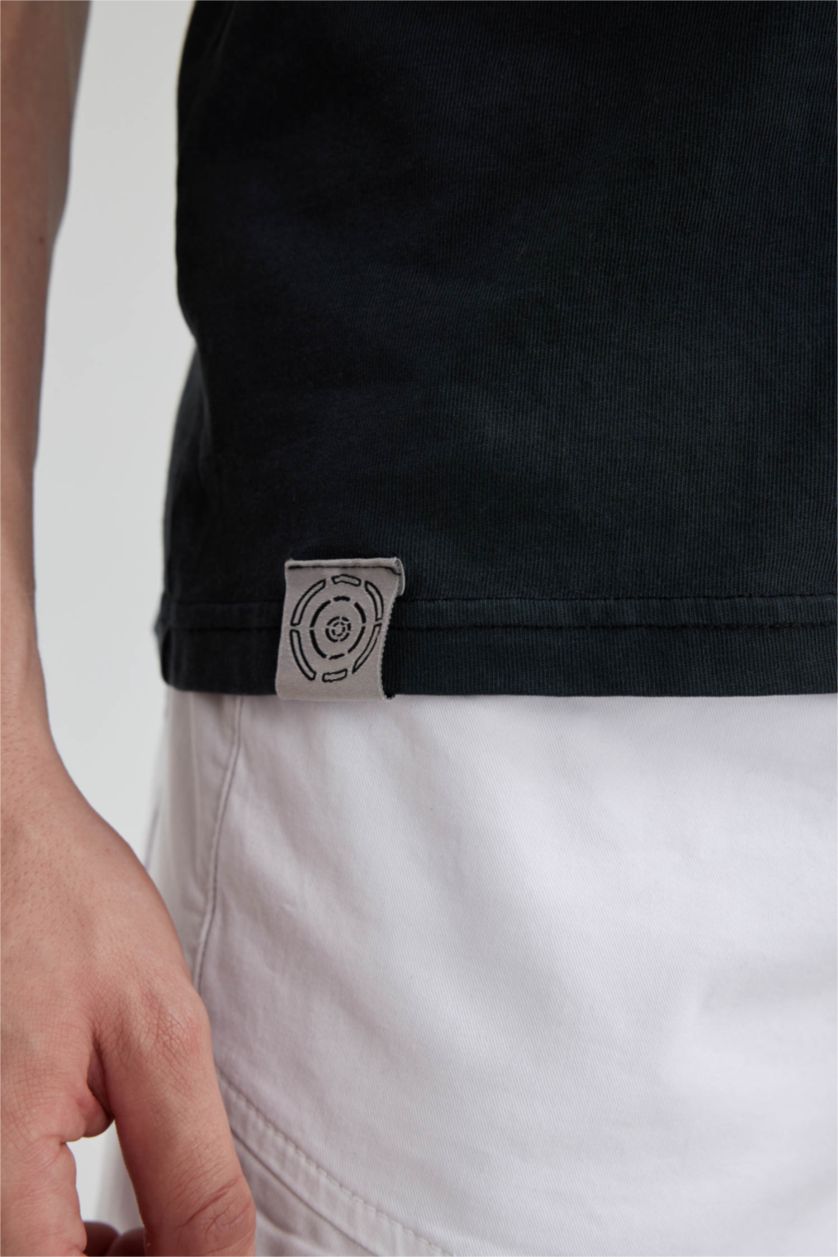 MAN Black Boxy Fit Crew Neck Long Sleeve Tank Top