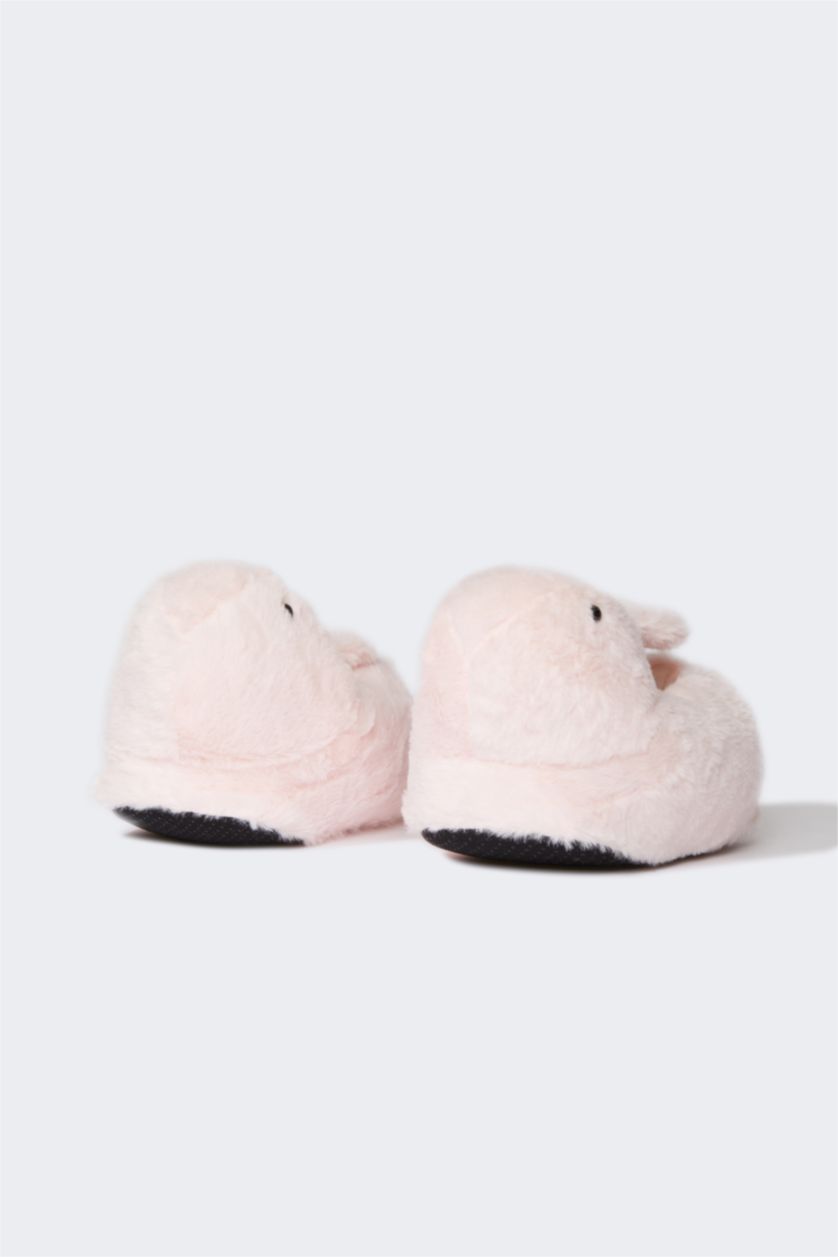 Kadın Açık Pembe Kadın Tavşan Temalı Düz Taban Panduf