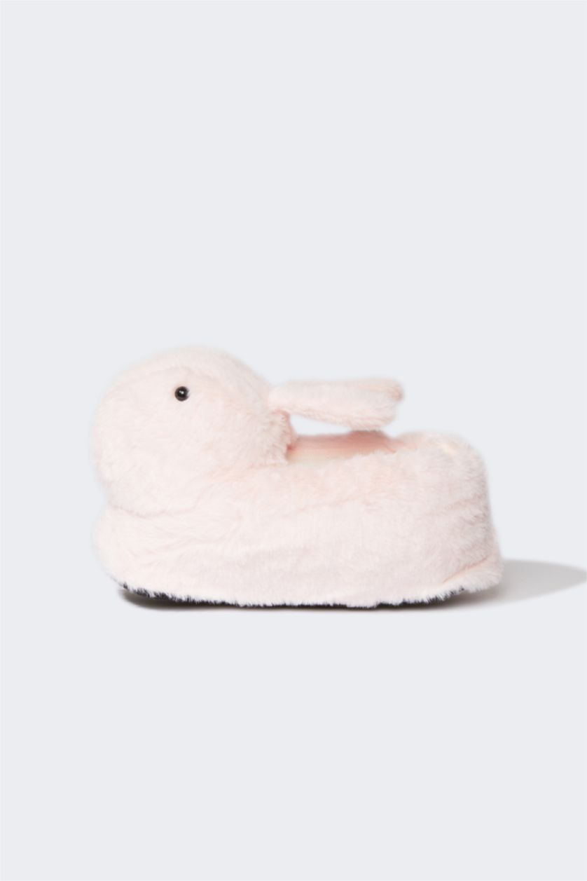 Kadın Açık Pembe Kadın Tavşan Temalı Düz Taban Panduf