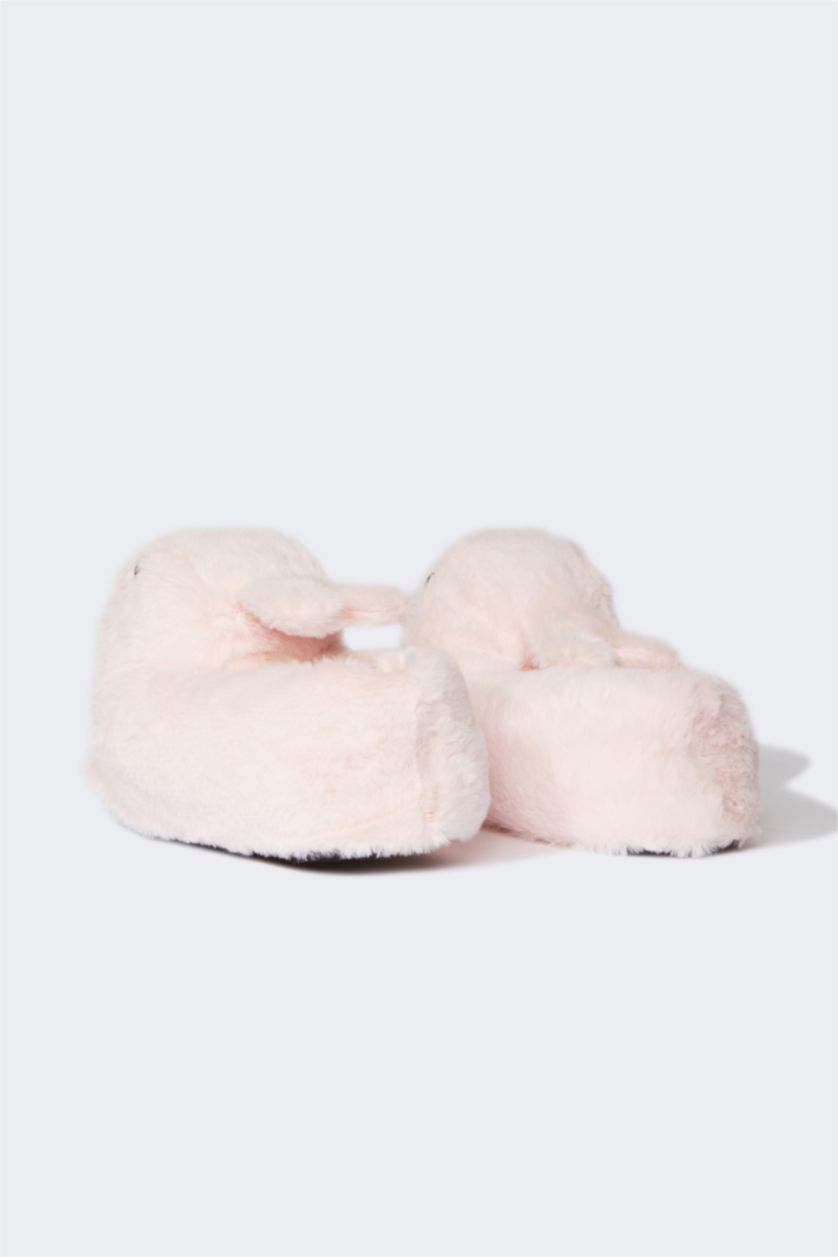 Kadın Açık Pembe Kadın Tavşan Temalı Düz Taban Panduf