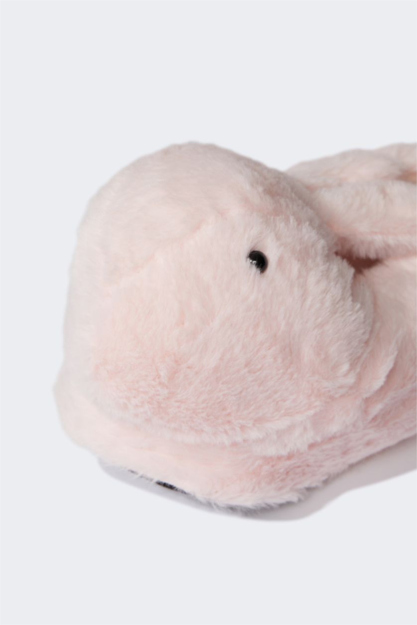 Kadın Açık Pembe Kadın Tavşan Temalı Düz Taban Panduf