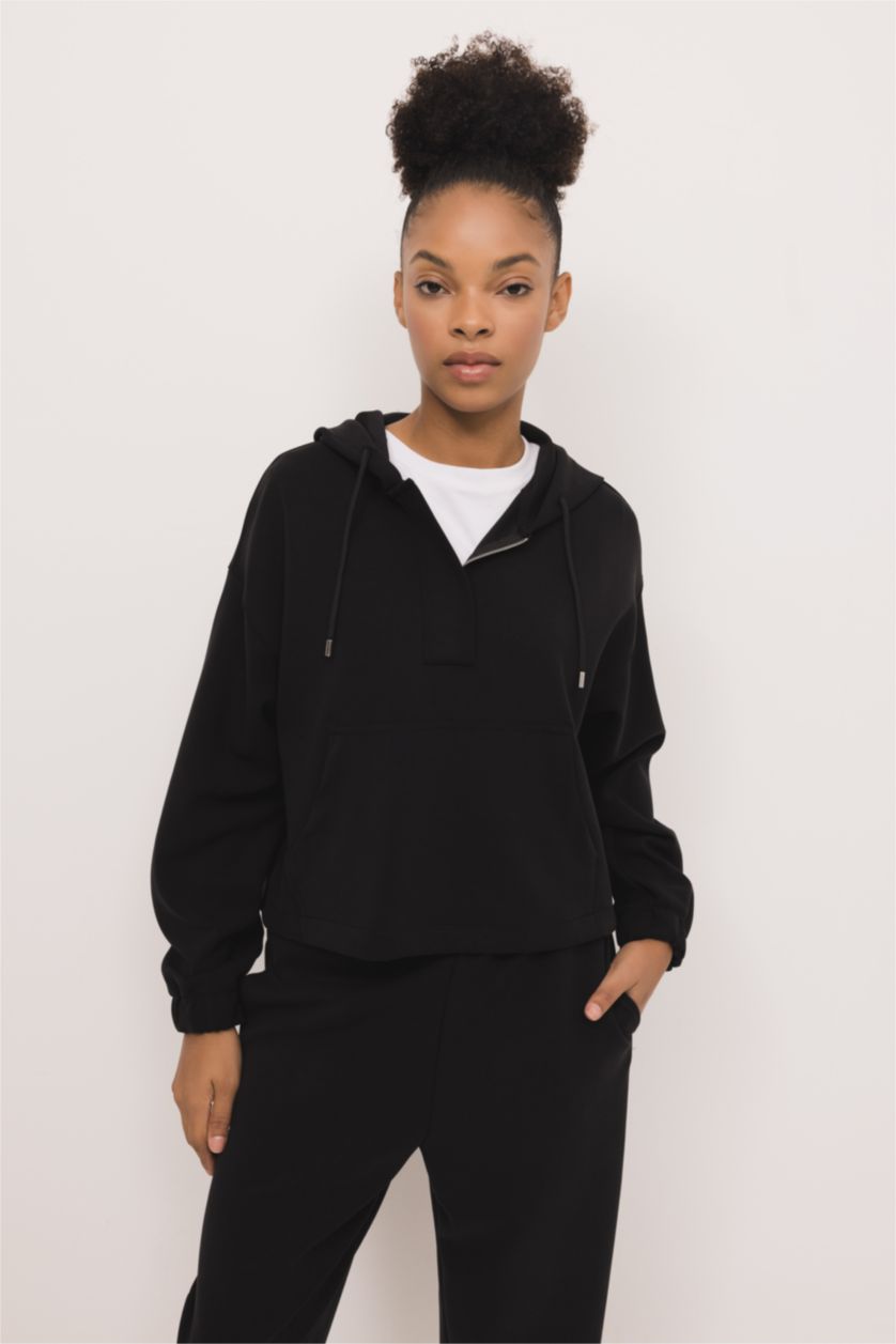 حريمي أنثرا سويت شيرت اوفر سايز رياضي بكابيشون بجيب