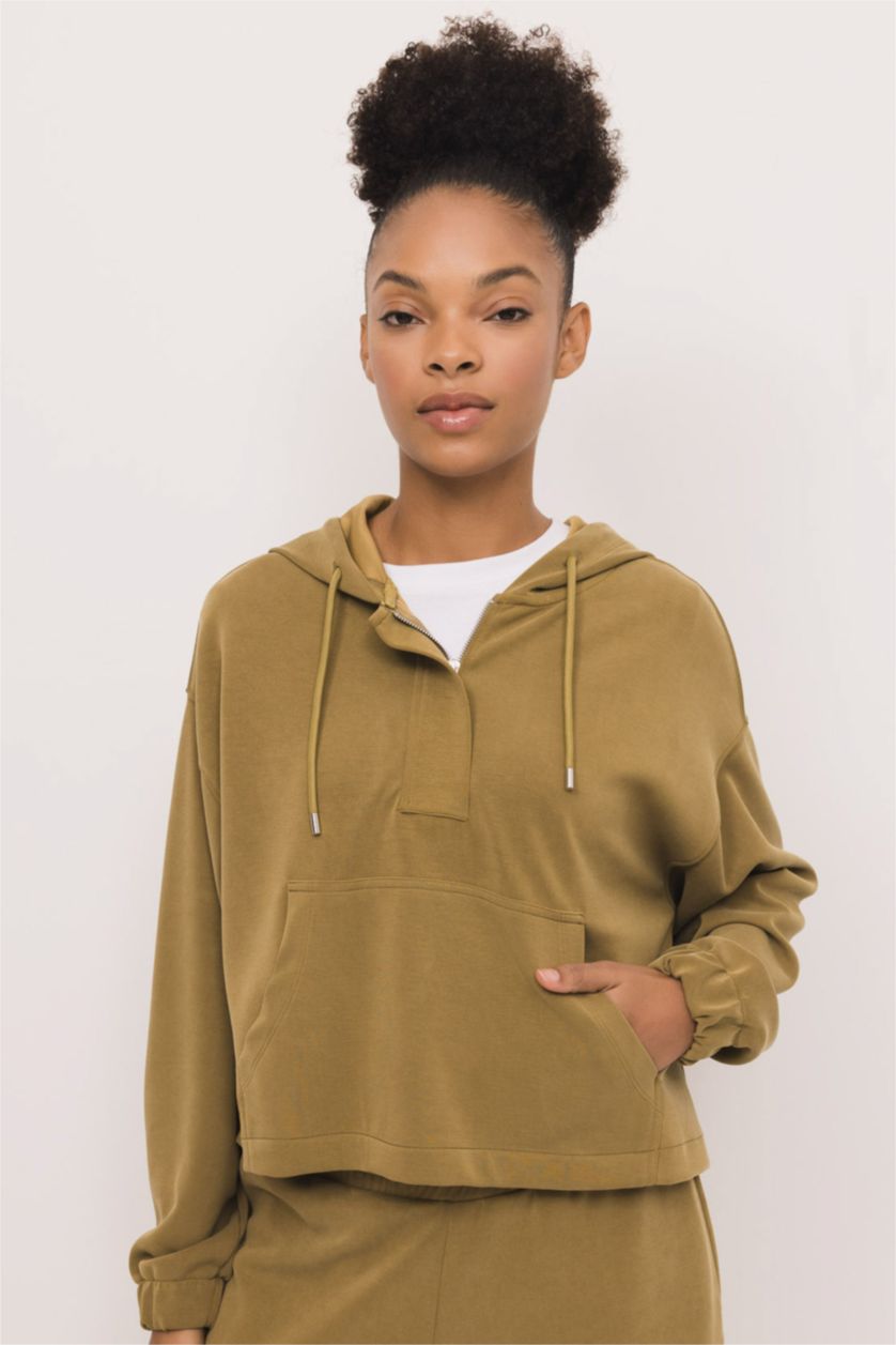 WOMAN Teak DeFactoFit Oversize Premium Hooded Sports Sweatshirt