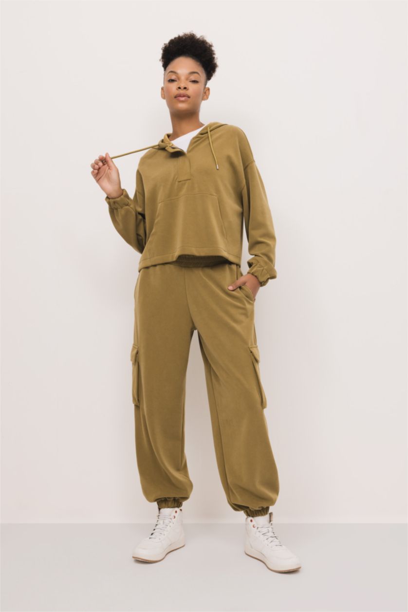 WOMAN Teak DeFactoFit Oversize Premium Hooded Sports Sweatshirt