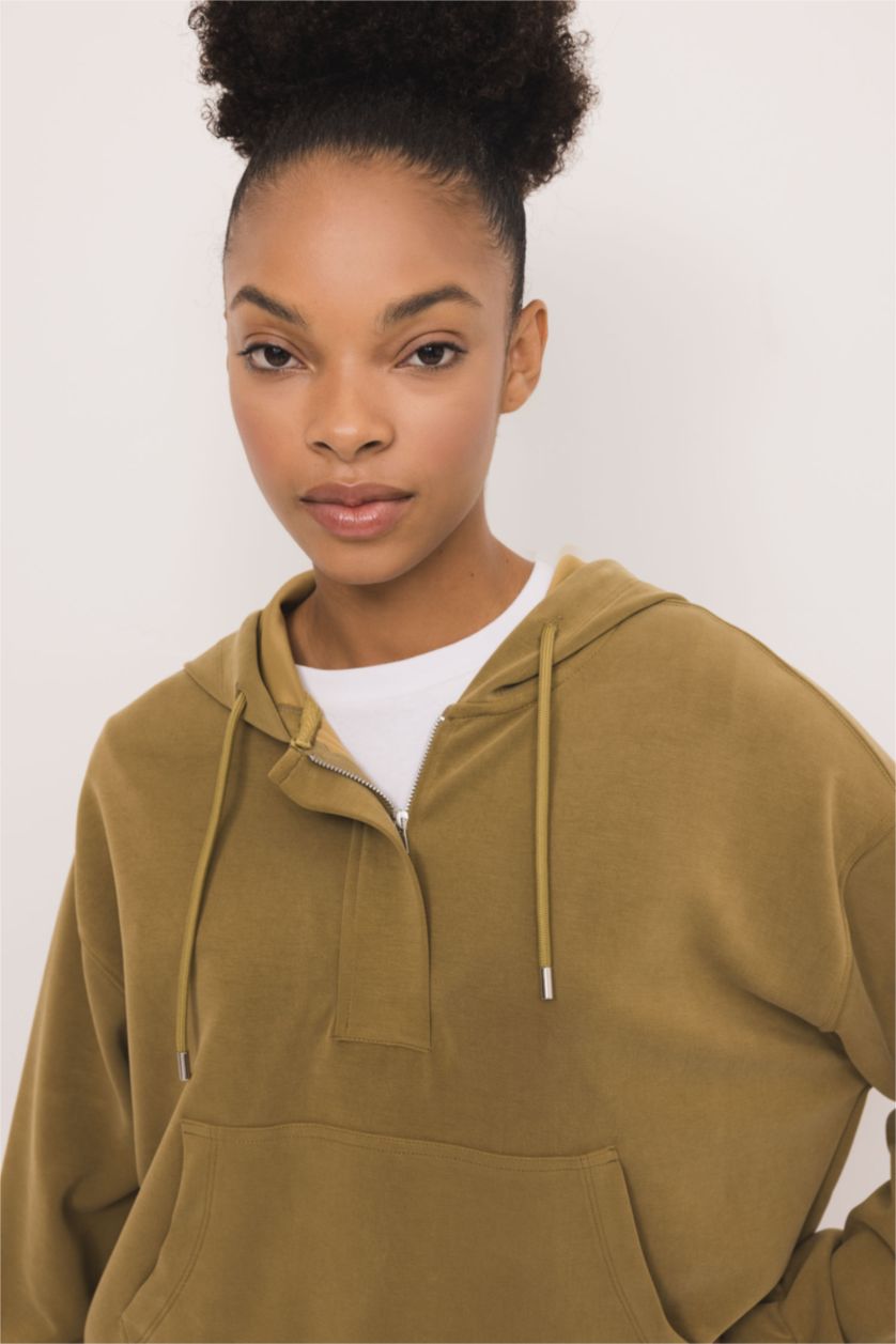 WOMAN Teak DeFactoFit Oversize Premium Hooded Sports Sweatshirt