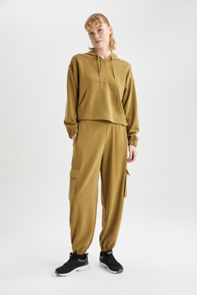 WOMAN Teak DeFactoFit Oversize Premium Hooded Sports Sweatshirt