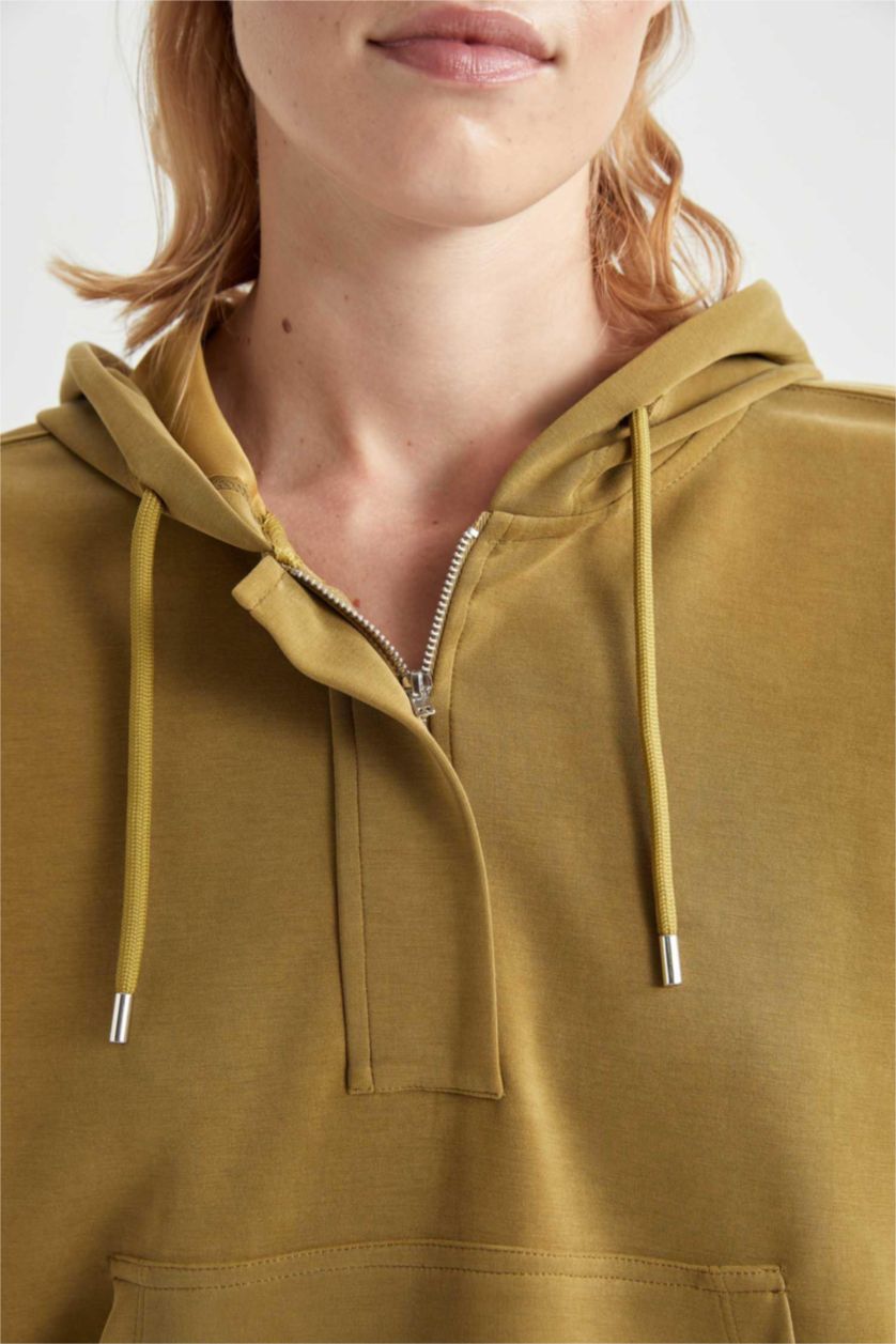 WOMAN Teak DeFactoFit Oversize Premium Hooded Sports Sweatshirt
