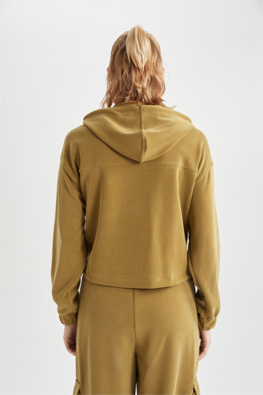 WOMAN Teak DeFactoFit Oversize Premium Hooded Sports Sweatshirt