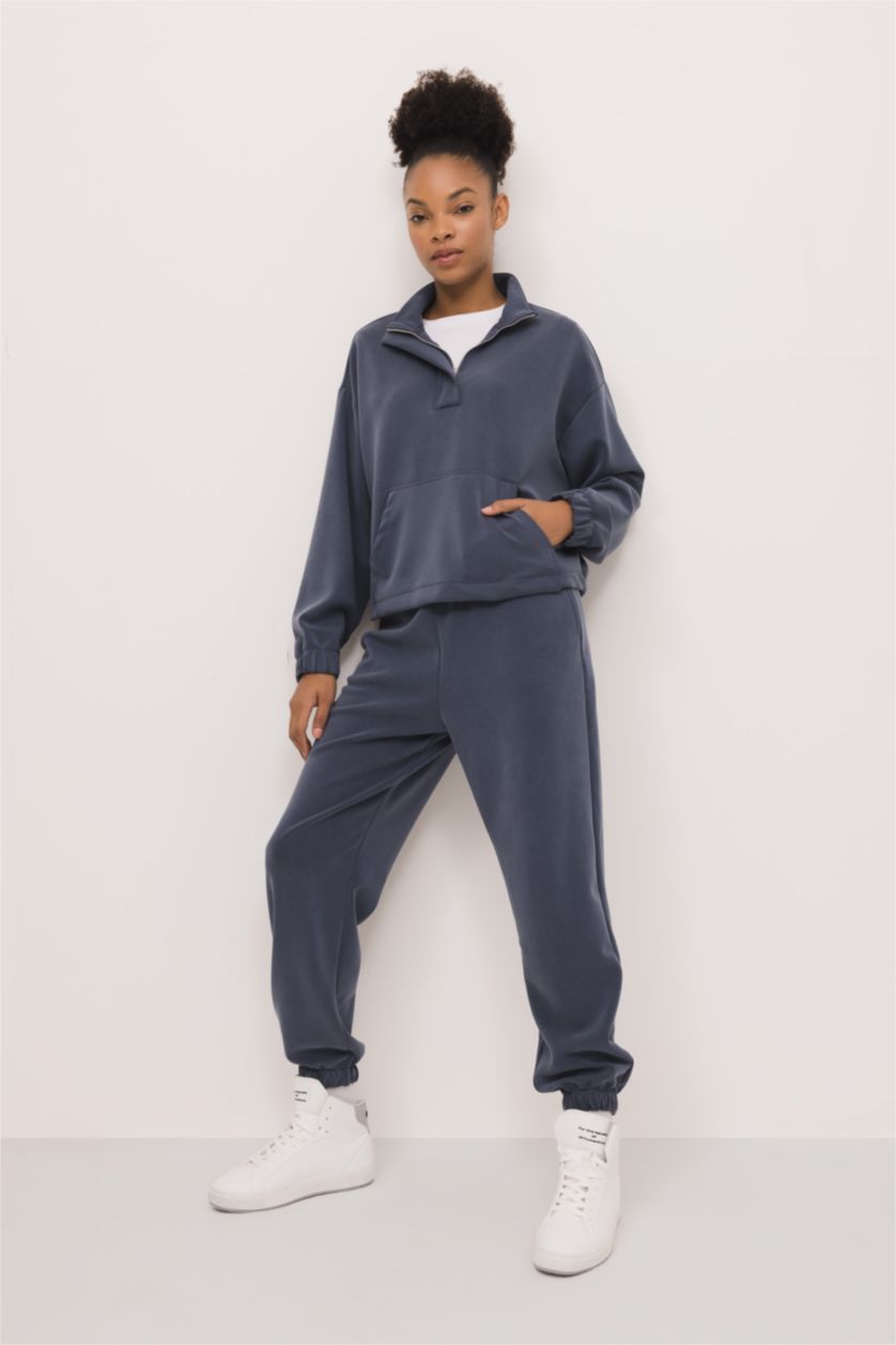 Woman Indigo DeFactoFit Standard Fit Double Pocket Jogger Sweatpants