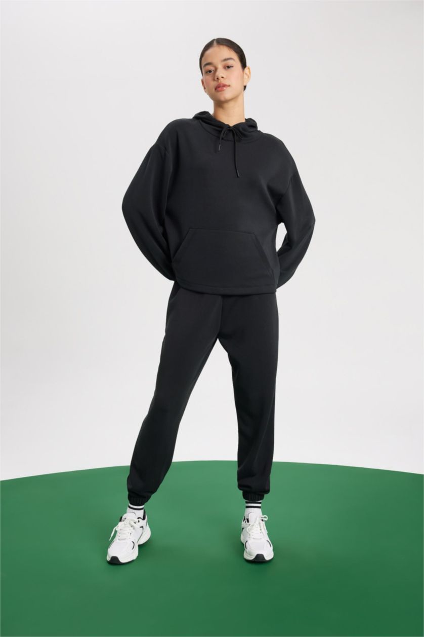 FEMME Noir Pantalon De Survêtement Jogger Coupe Standard Premium à Double Poches pour Homme De Defactofit