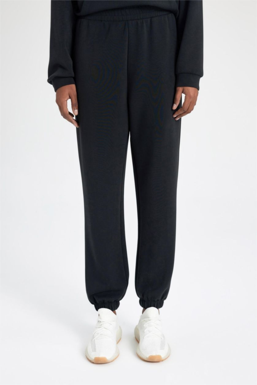 FEMME Noir Pantalon De Survêtement Jogger Coupe Standard Premium à Double Poches pour Homme De Defactofit