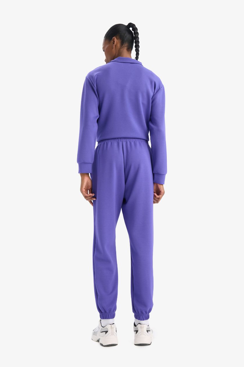 Kadın Mor Standart Fit Cepli Jogger Paça Standart Fit Basic Düz Modal Pantolon