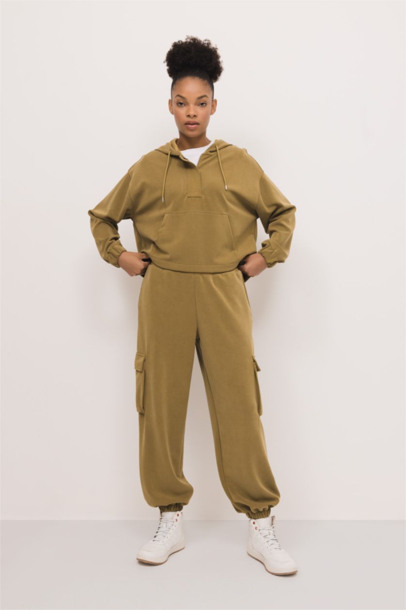 نساء خشبي بنطلون بجامة رياضي كارجو اوفر سايز بجيب من DeFactoFit