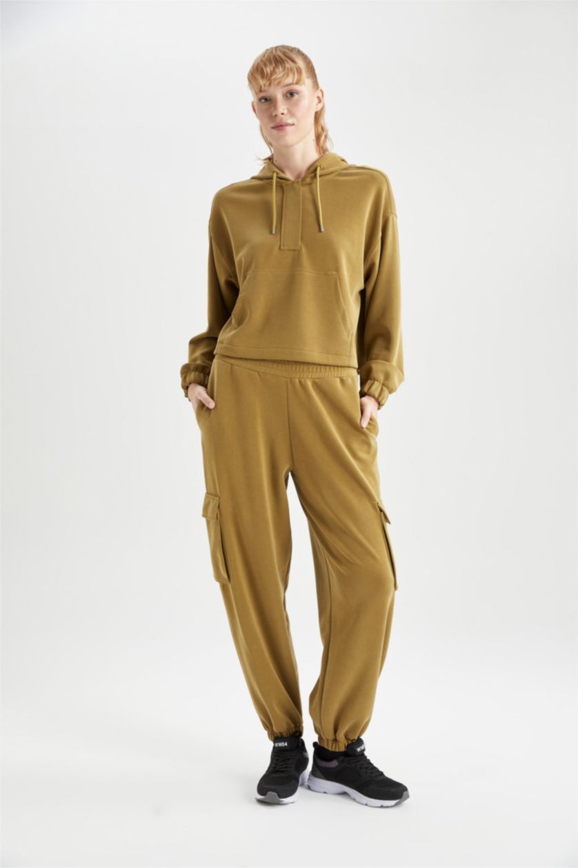 نساء خشبي بنطلون بجامة رياضي كارجو اوفر سايز بجيب من DeFactoFit