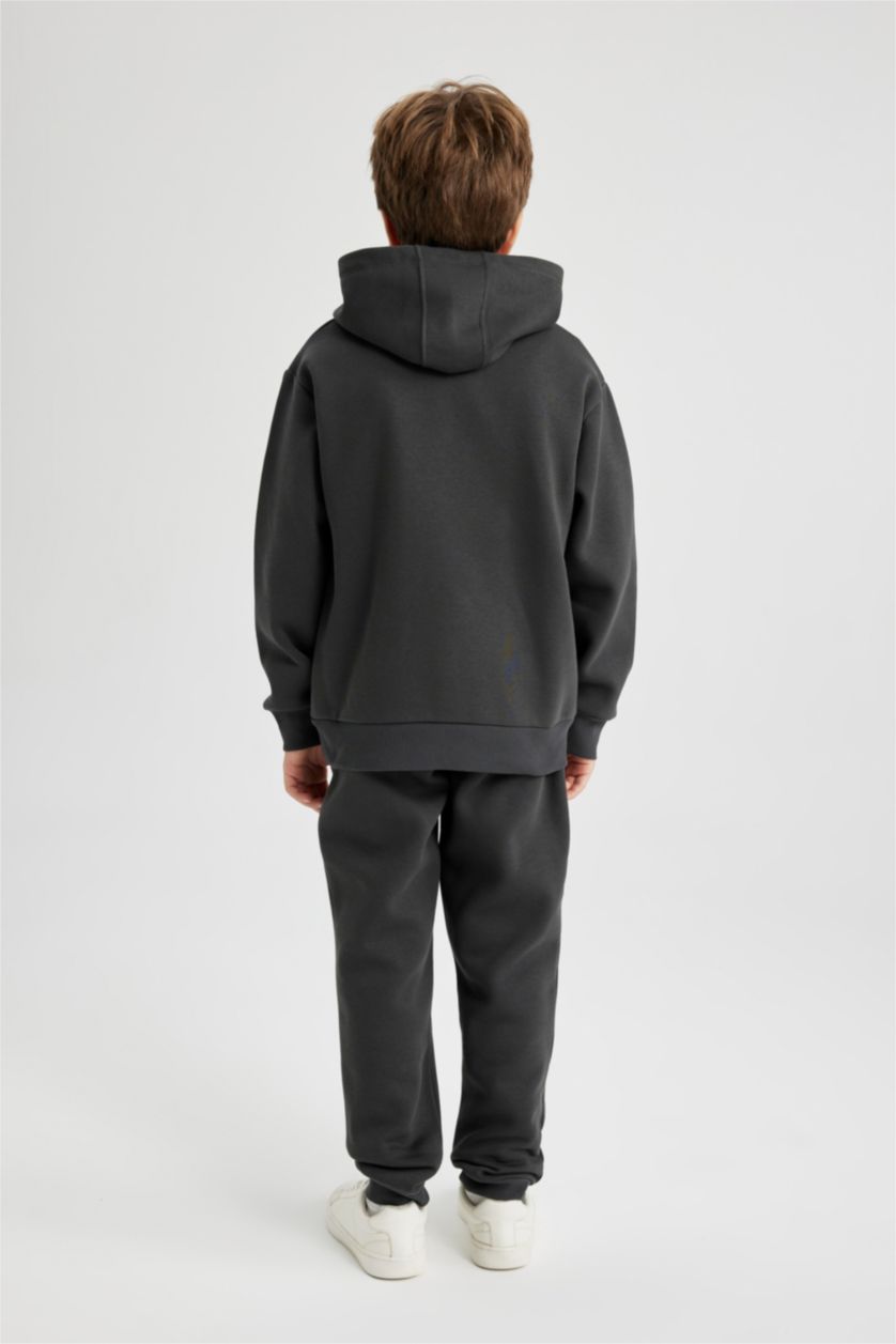 BOYS & TEENS Anthracite Boy Hooded Sweatshirt Sweatpants 2 Piece Set