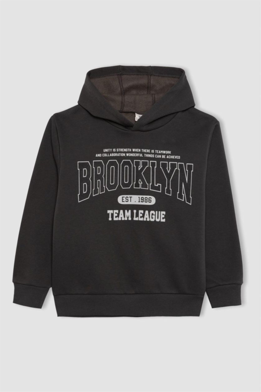 BOYS & TEENS Anthracite Boy Hooded Sweatshirt Sweatpants 2 Piece Set