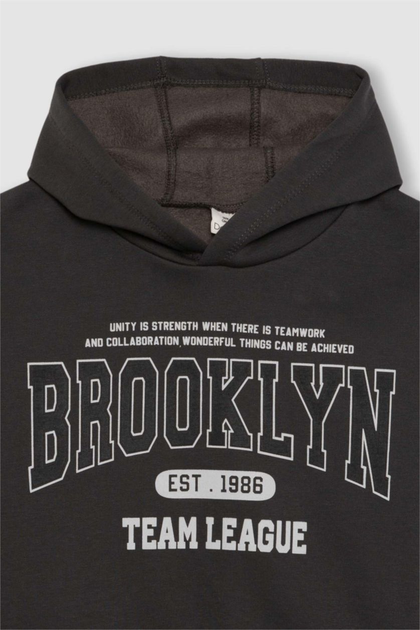 BOYS & TEENS Anthracite Boy Hooded Sweatshirt Sweatpants 2 Piece Set