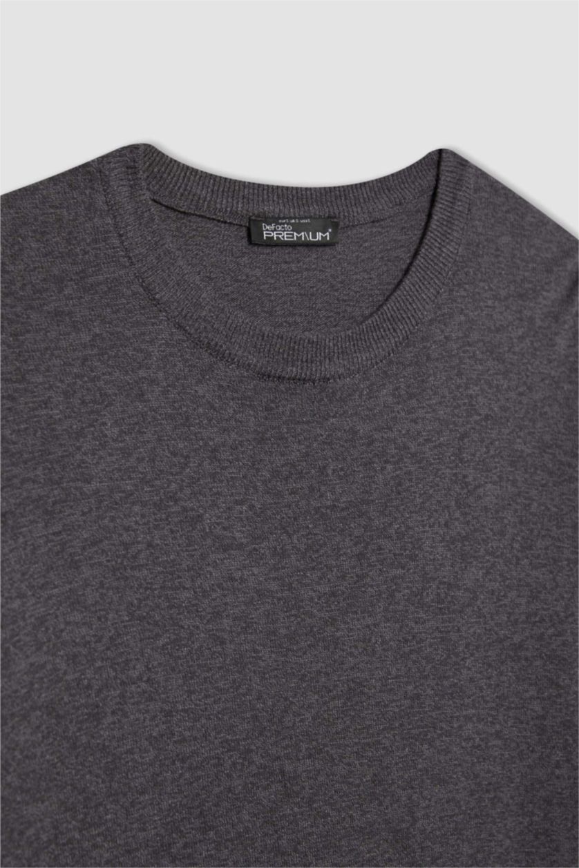 حريمي أنثرا بلوفر تريكو قصة عادية برقبة مستديرة أنثرا