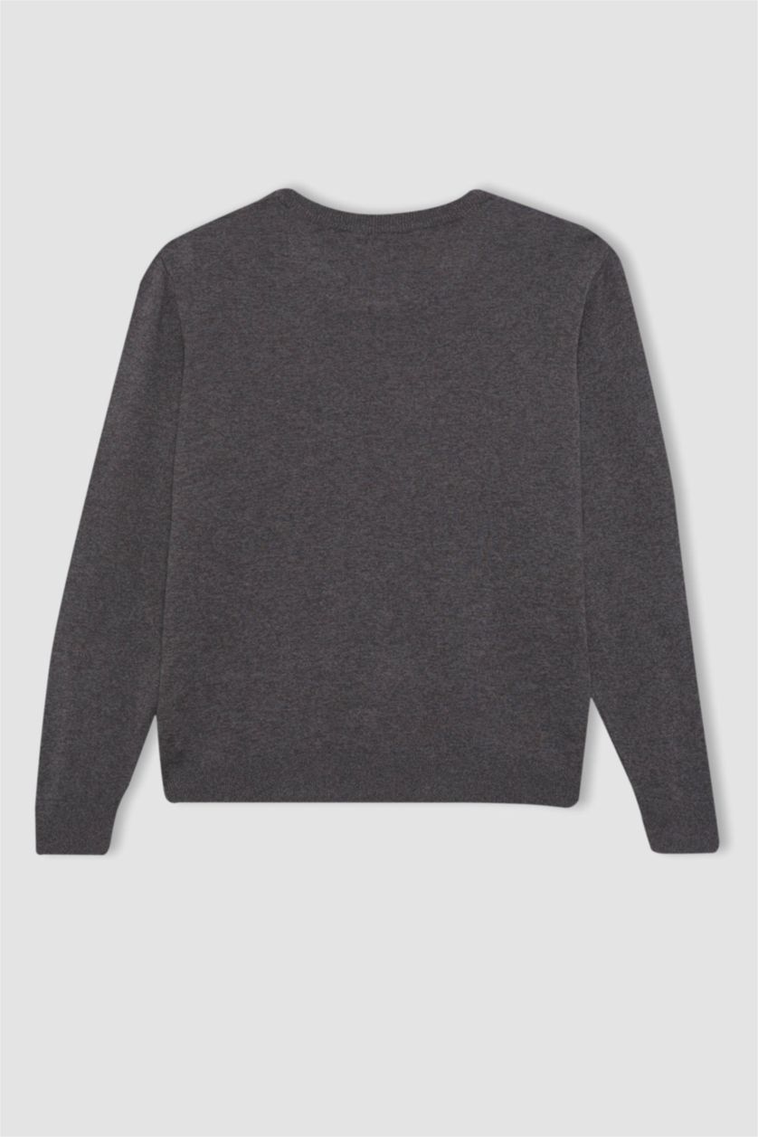 حريمي أنثرا بلوفر تريكو قصة عادية برقبة مستديرة أنثرا