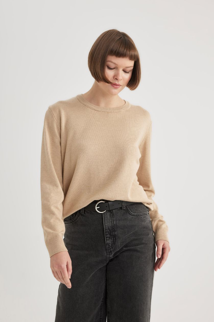 Woman Vison Regular Fit V Neck Premium Soft Wool Pullover