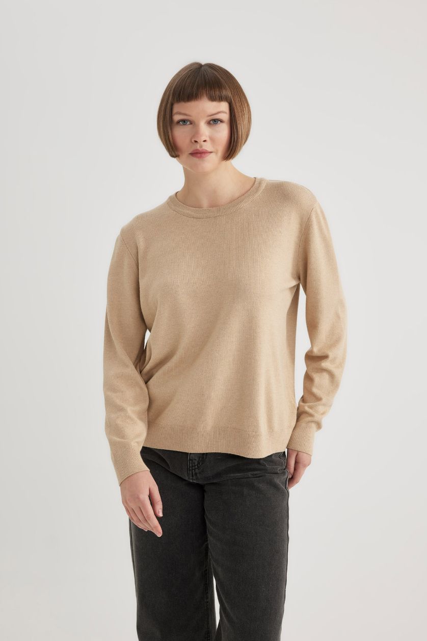 Woman Vison Regular Fit V Neck Premium Soft Wool Pullover