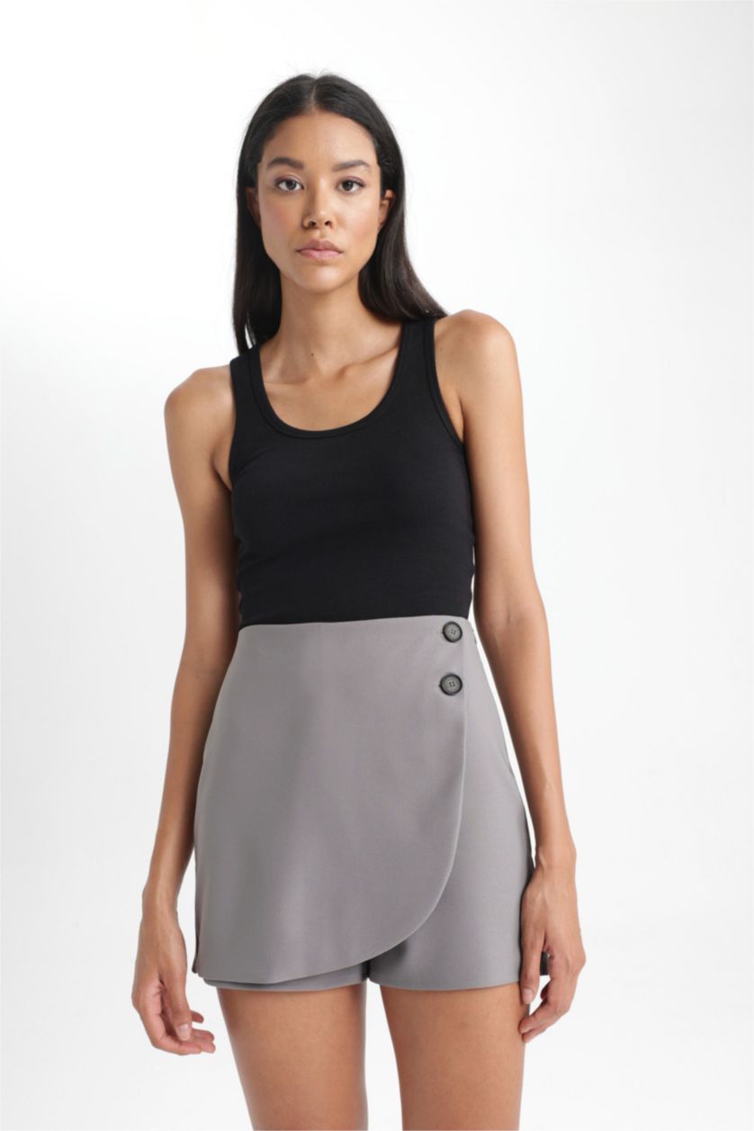 Женщины Серый Юбка-шорты с высокой талией