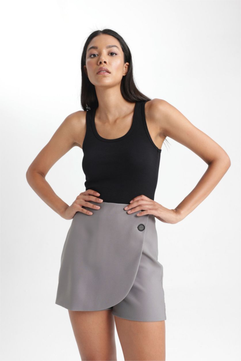 Женщины Серый Юбка-шорты с высокой талией