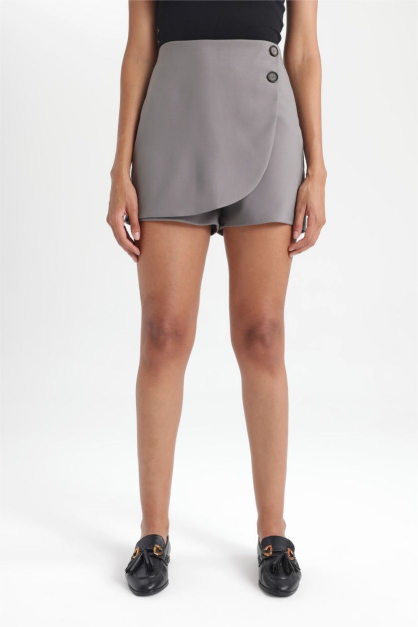 Женщины Серый Юбка-шорты с высокой талией