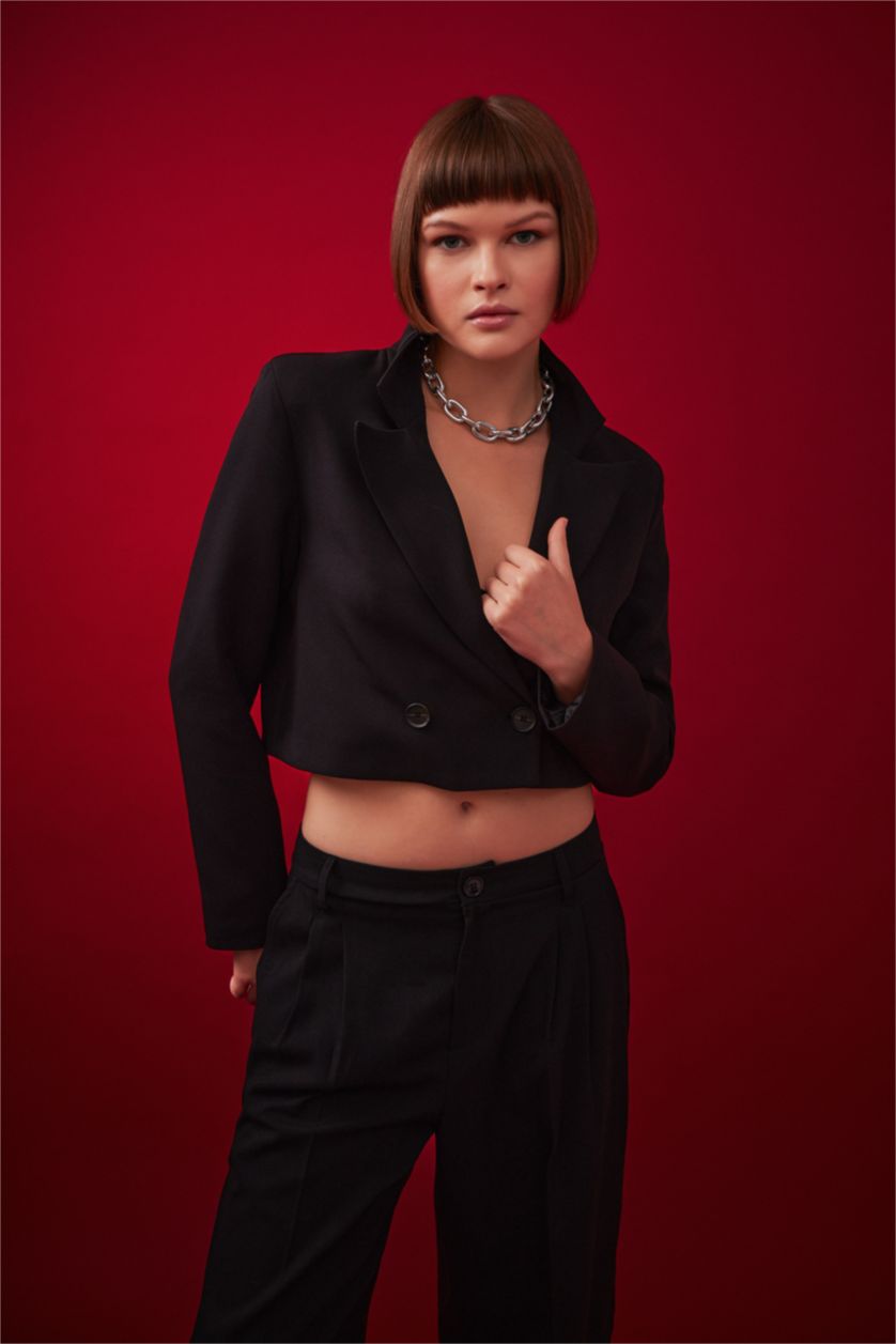 حريمي أسود جاكيت بليزر كروب