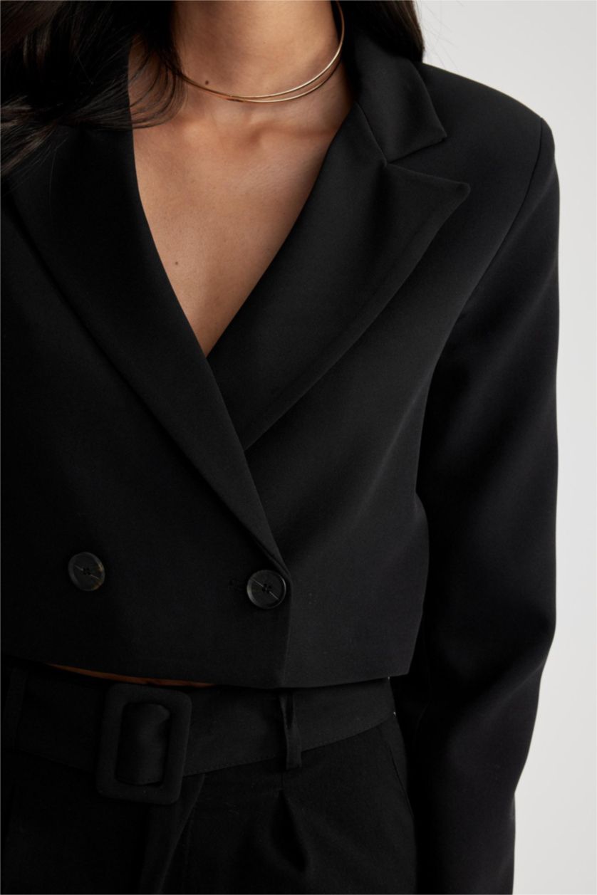 حريمي أسود جاكيت بليزر كروب