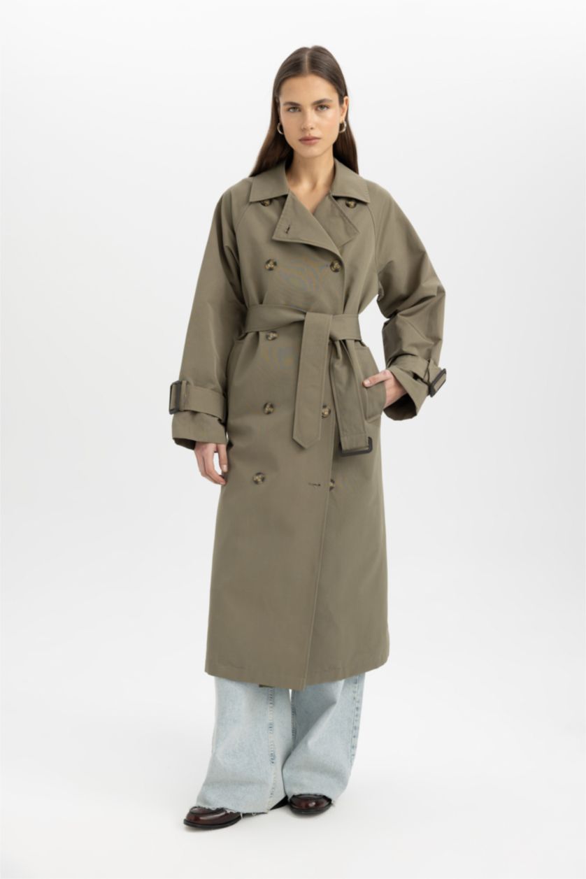 Kadın Haki Su Geçirmez Trençkot