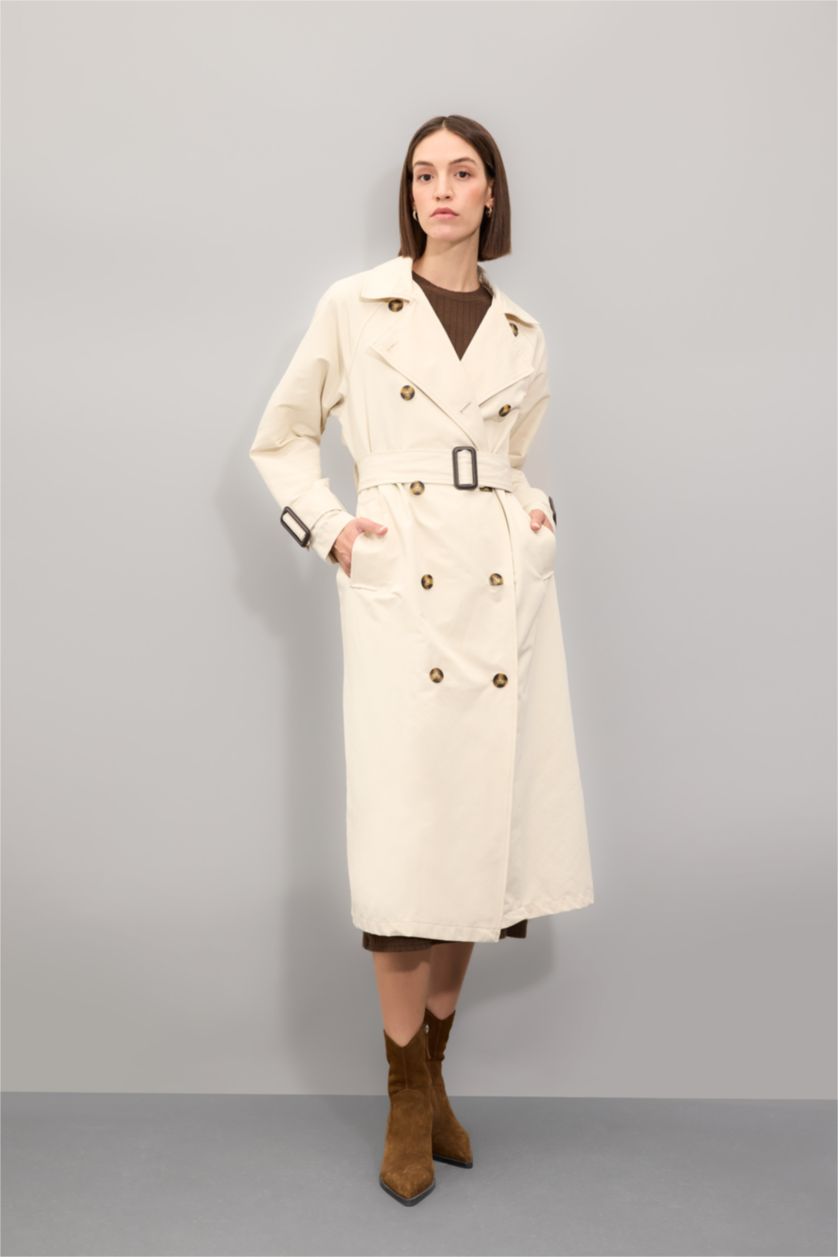 Women Beige Waterproof Trenchcoat