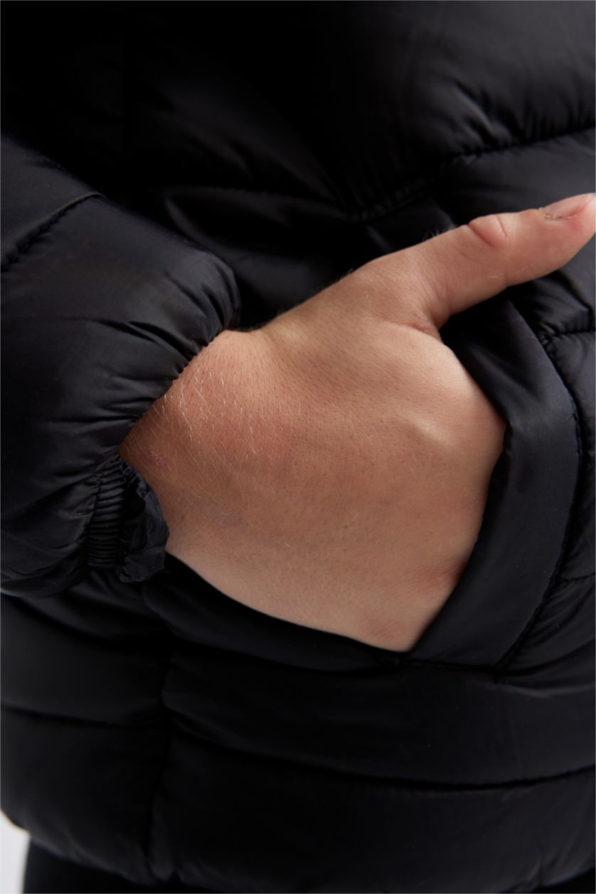 BOYS & TEENS Black Boy Waterproof Hooded Puffer Jacket