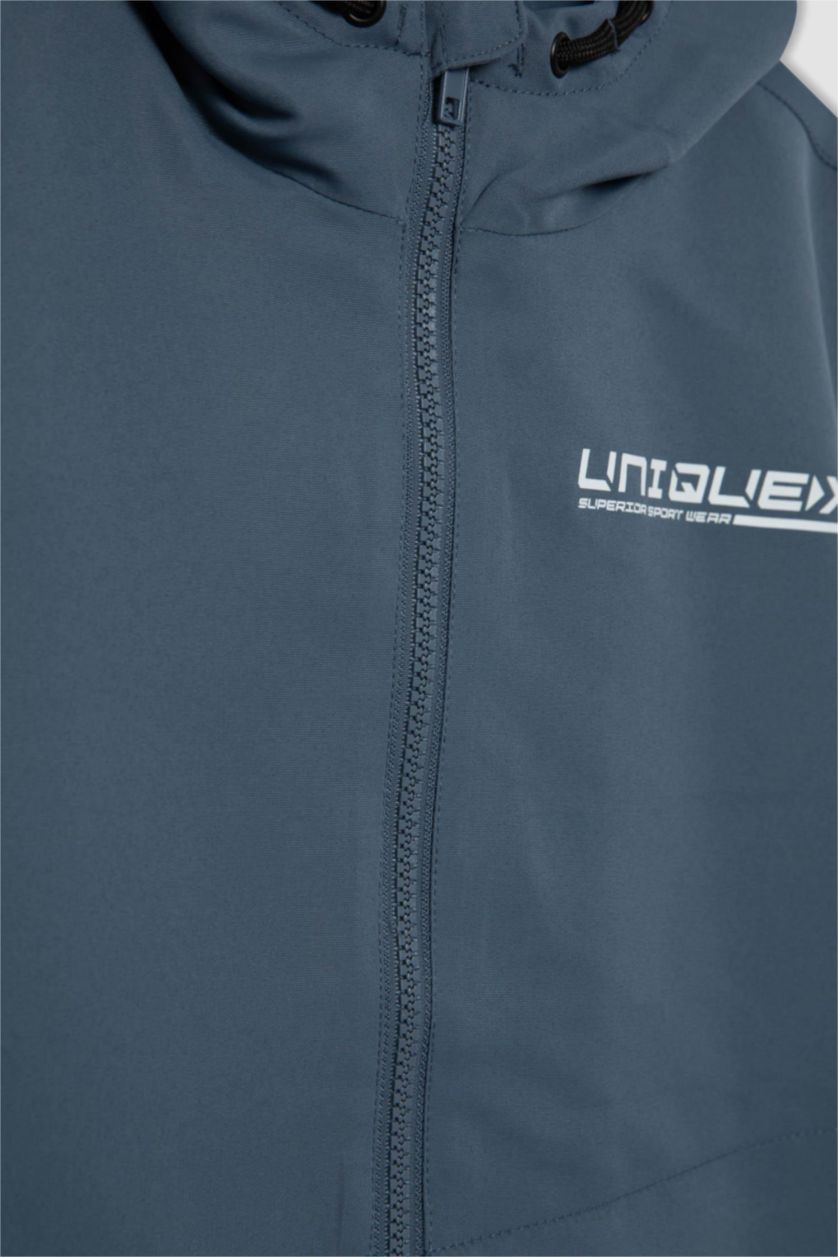 أولاد نيلي فاتح معطف مطر ولادي بغطاء للرأس مقاوم للهواء