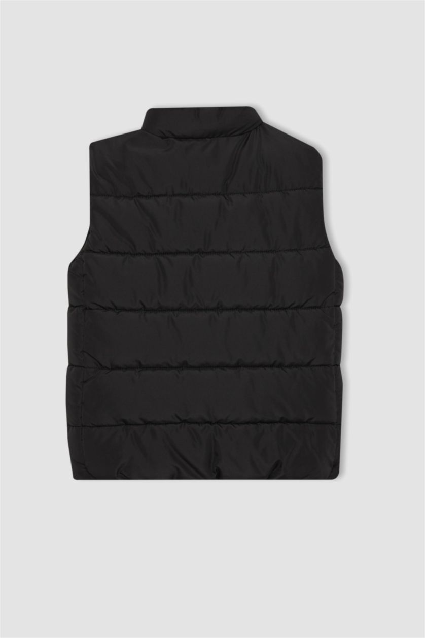 Erkek Çocuk - Genç Erkek Siyah Erkek Çocuk Su İtici Yarım Balıkçı Yaka Basic Düz Şişme Yelek