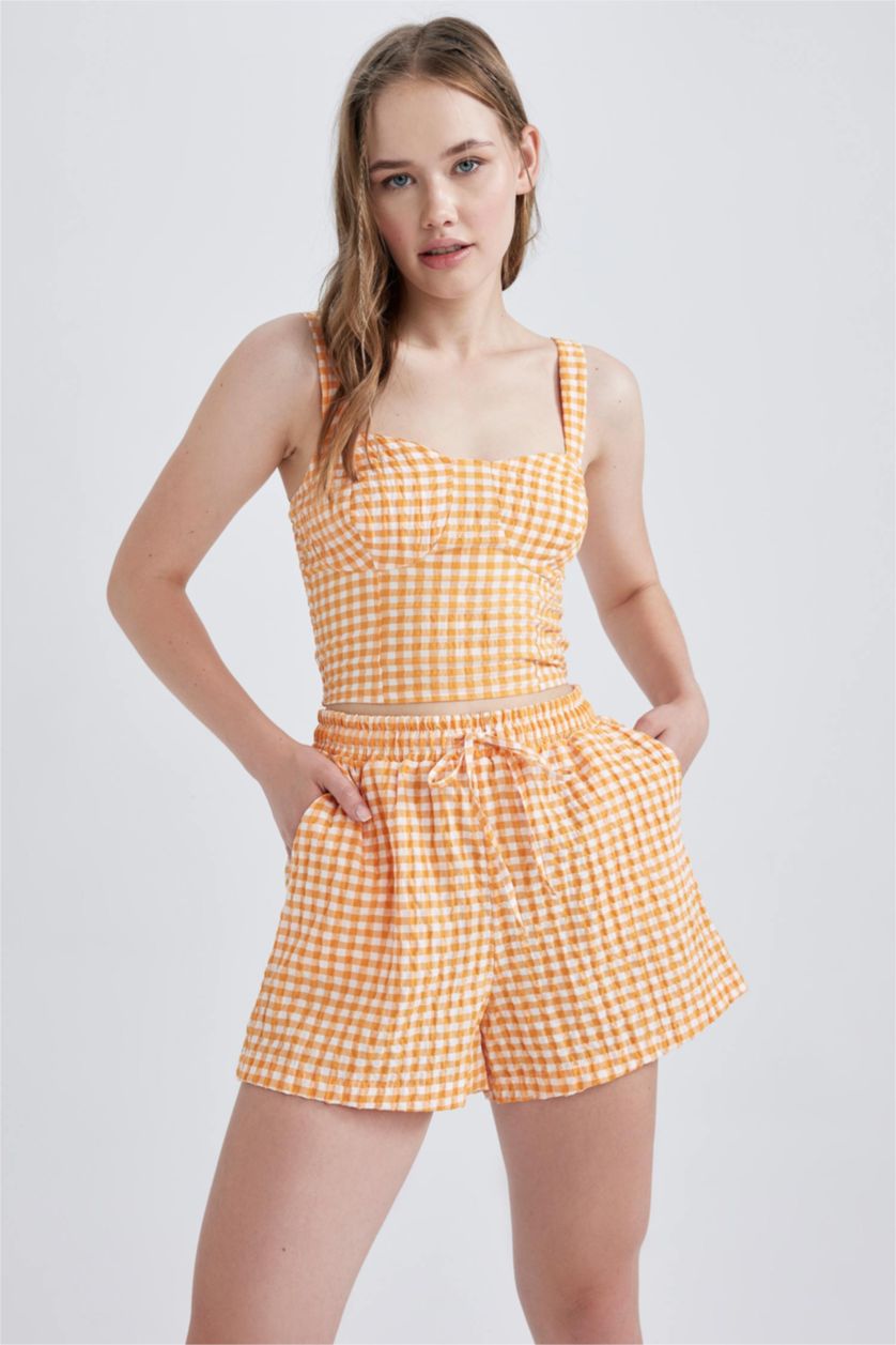 نساء برتقالي بلوزة كت بياخة قلب وحمالات