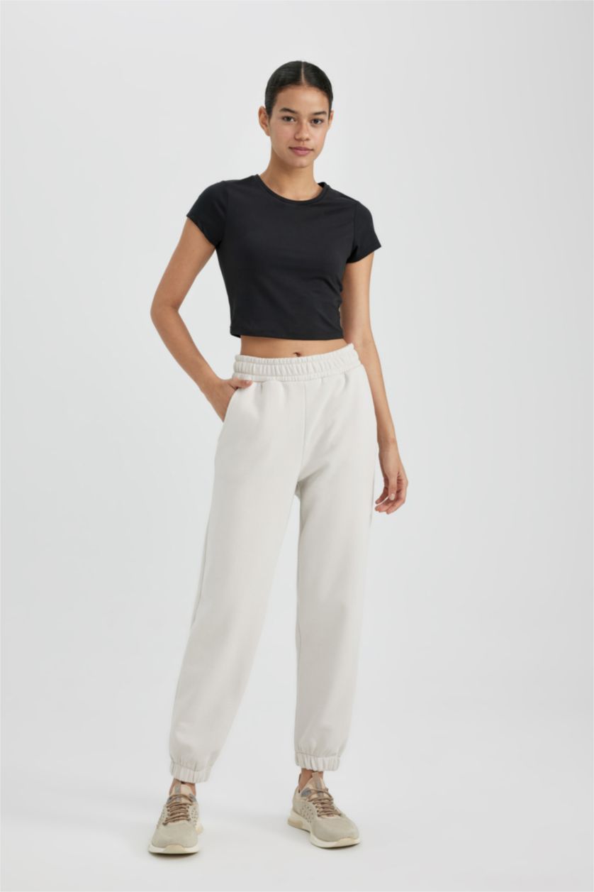 FEMME Beige Pantalon De Jogging Épais à Poches Jogger