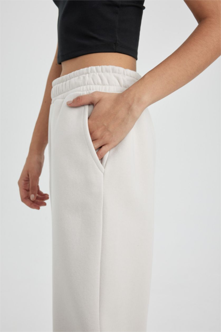 FEMME Beige Pantalon De Jogging Épais à Poches Jogger