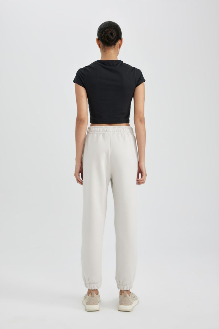 FEMME Beige Pantalon De Jogging Épais à Poches Jogger