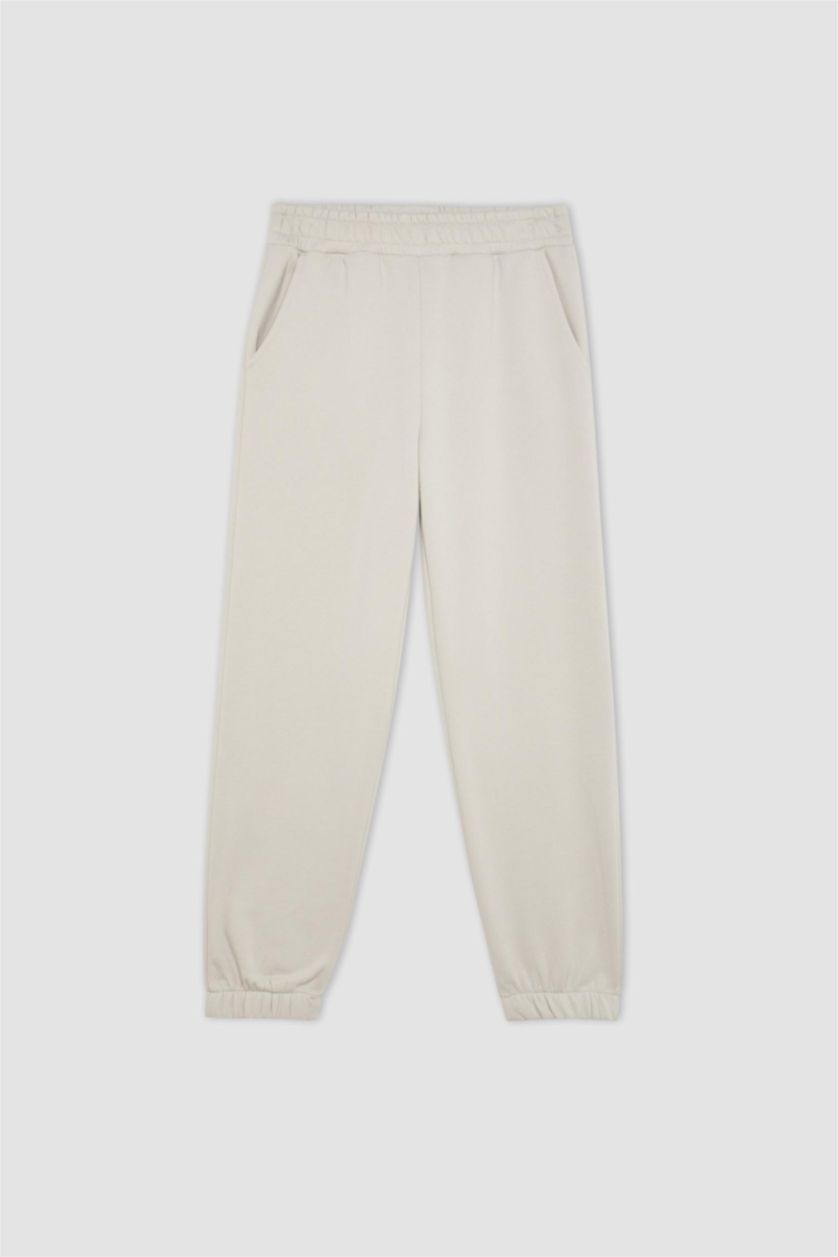 FEMME Beige Pantalon De Jogging Épais à Poches Jogger