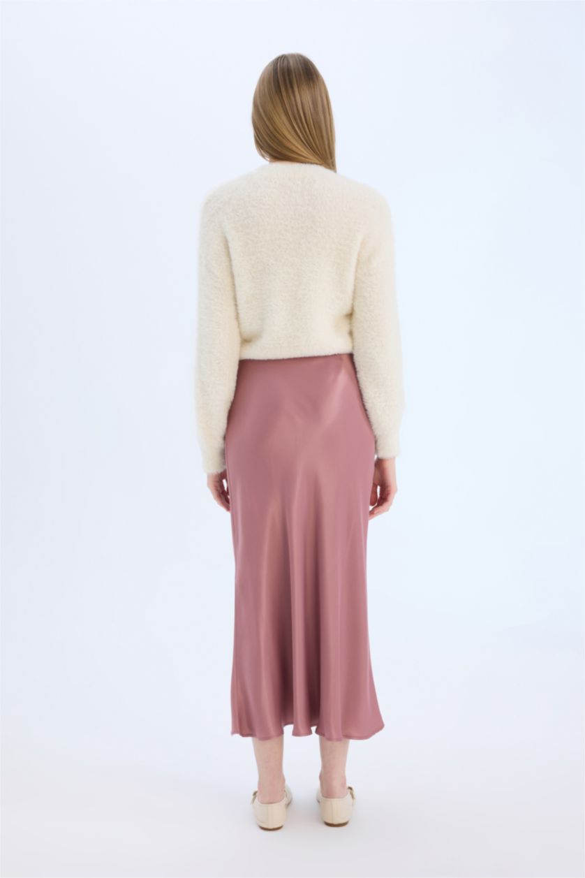 نساء وردي تنورة ميدي ستان بقصة A بخصر عادي