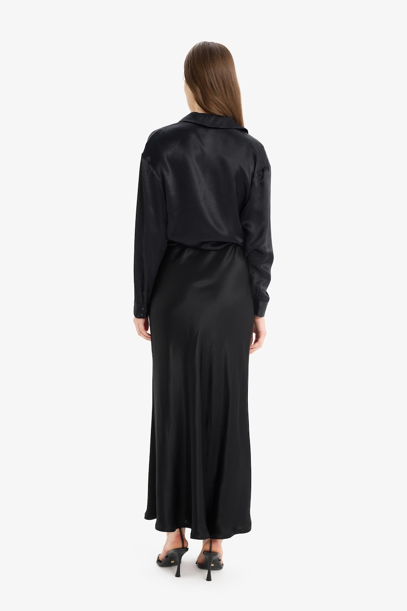 WOMAN Black A Cut Midi