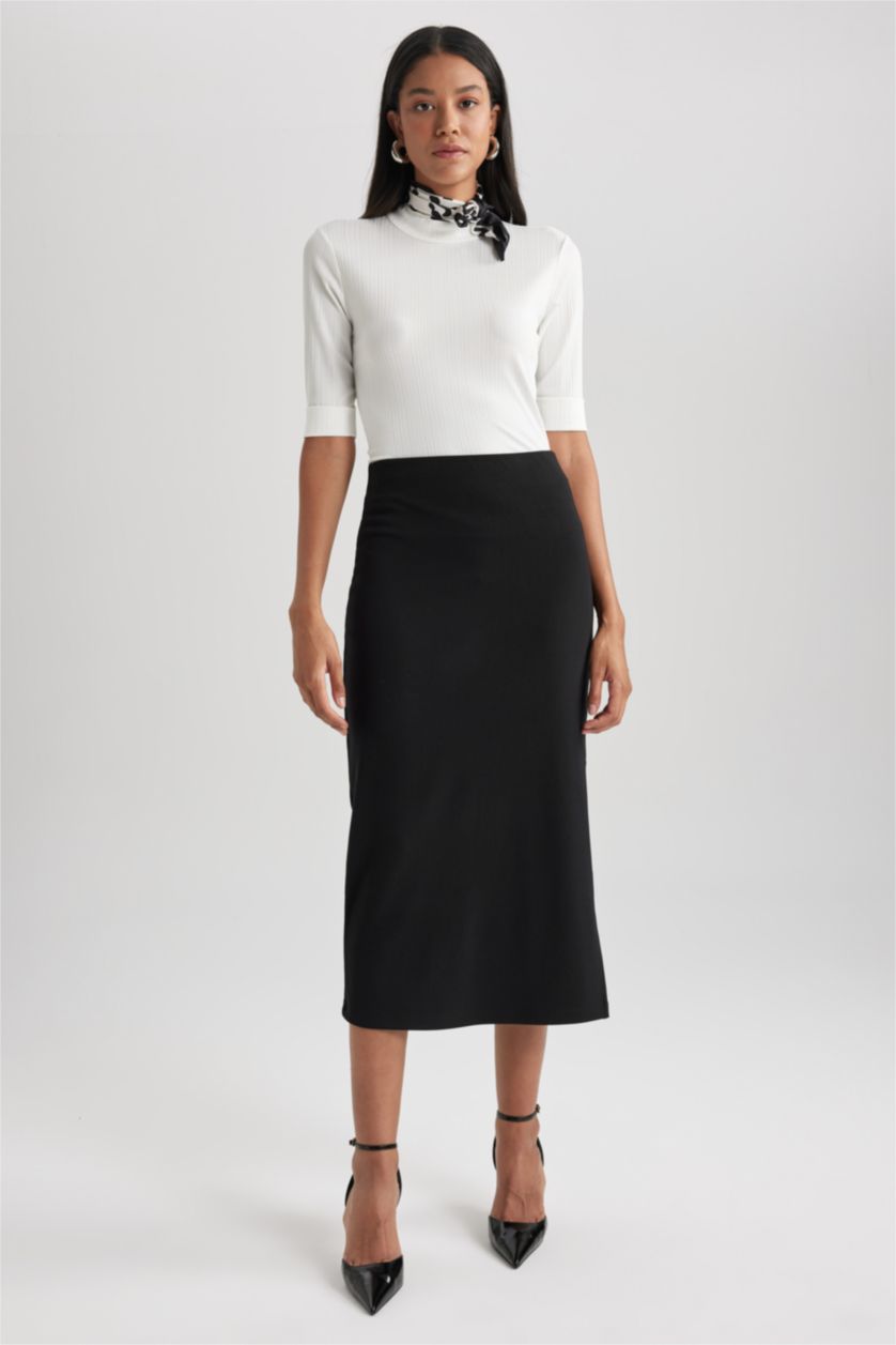 FEMME Noir Jupe Midi