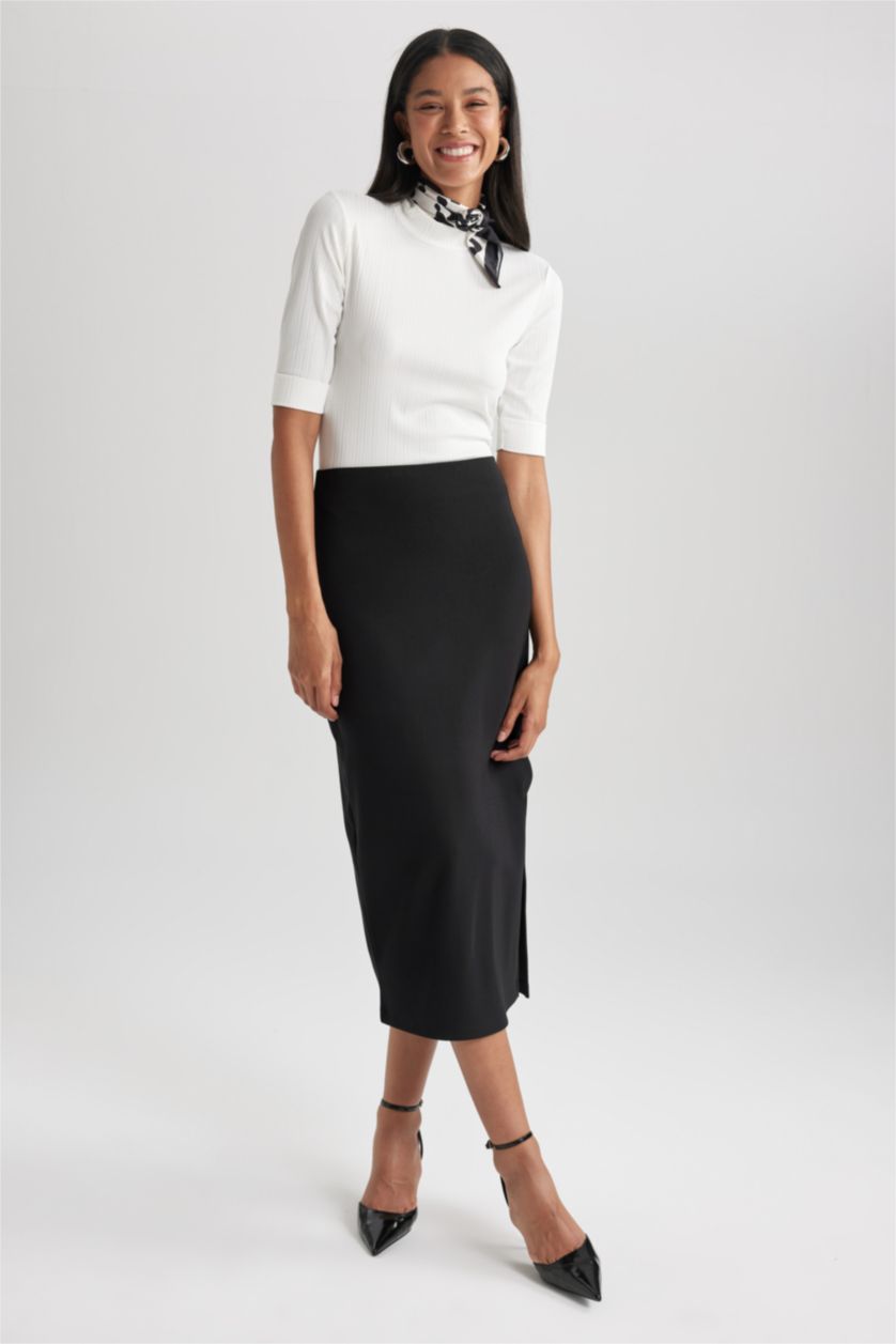 FEMME Noir Jupe Midi