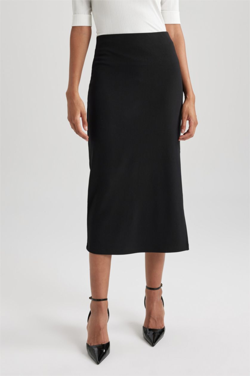 FEMME Noir Jupe Midi
