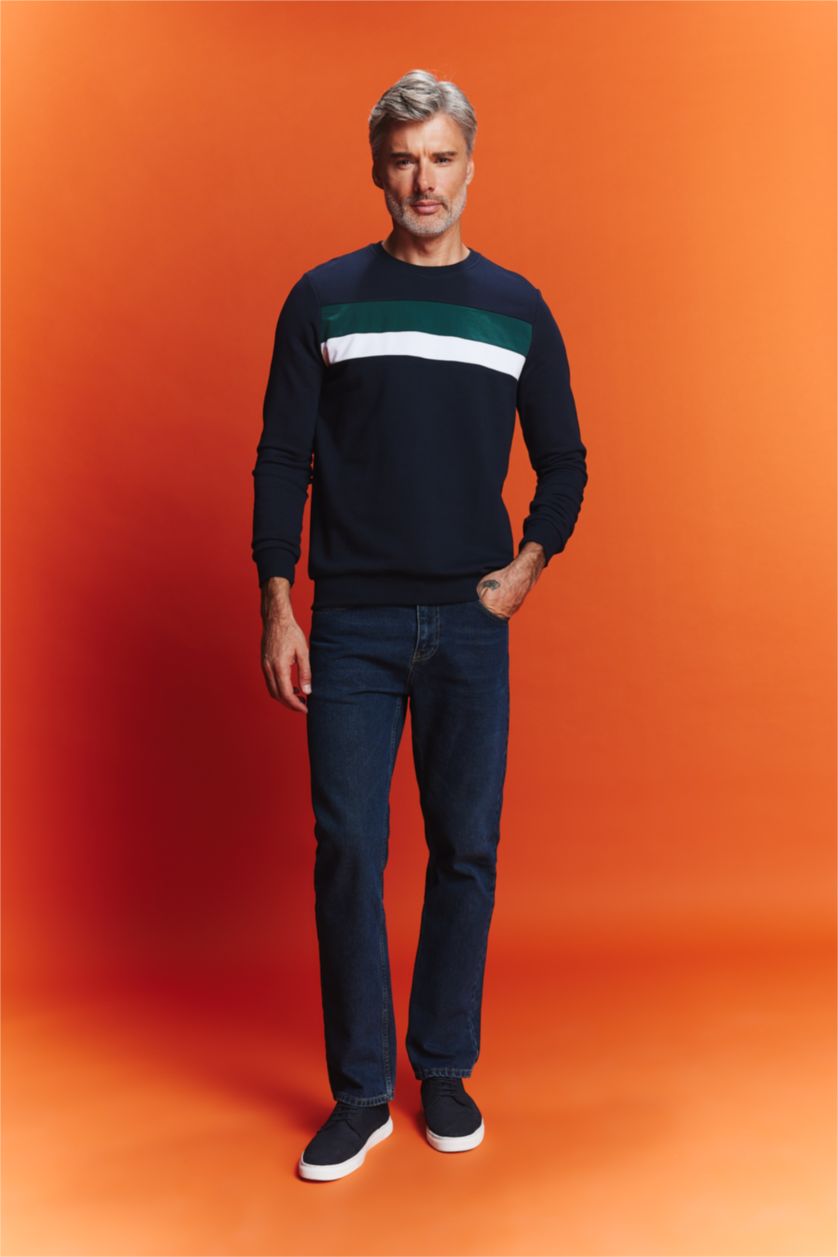 Erkek Lacivert Regular Fıt Sweatshirt