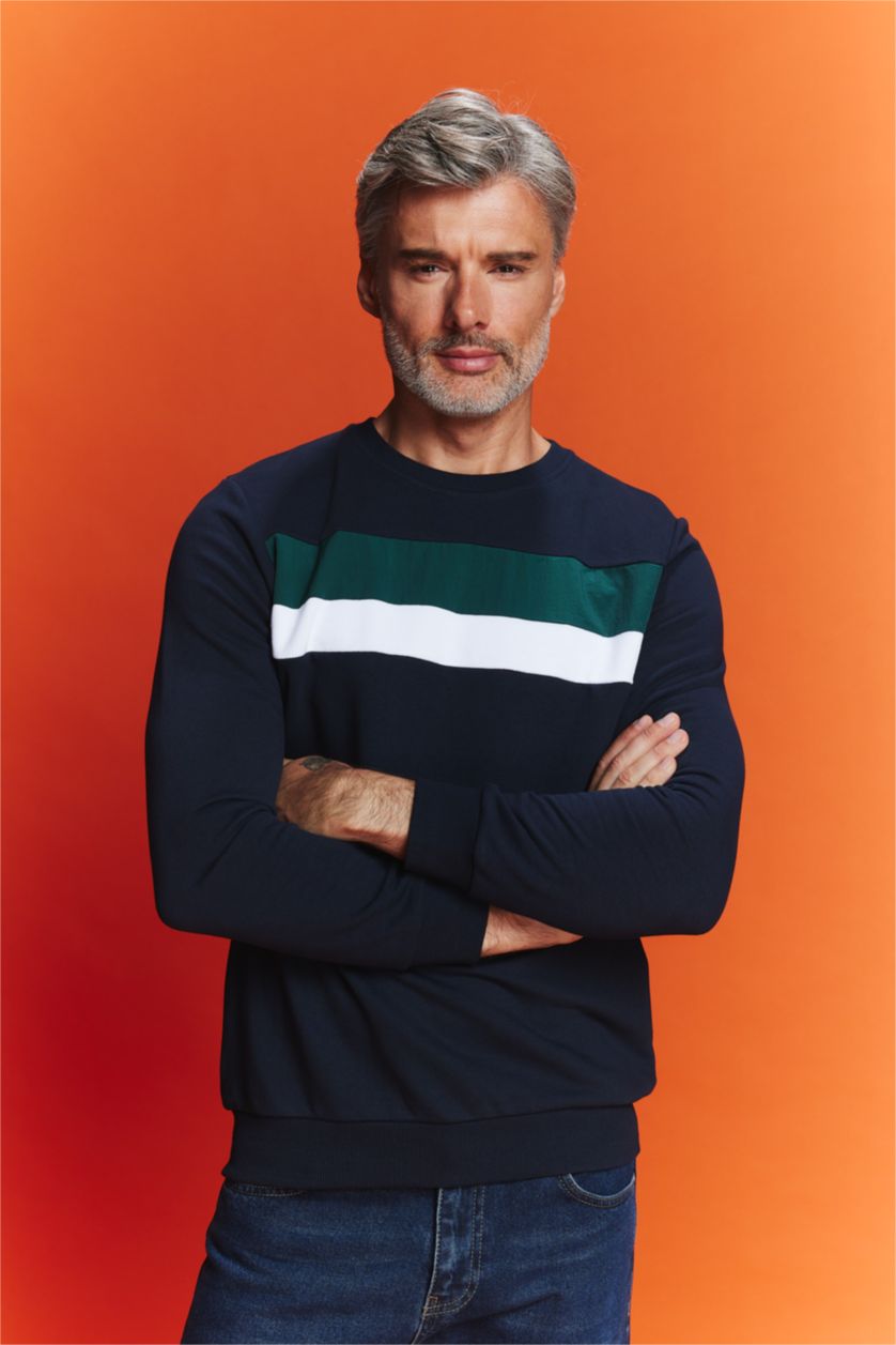 Erkek Lacivert Regular Fıt Sweatshirt